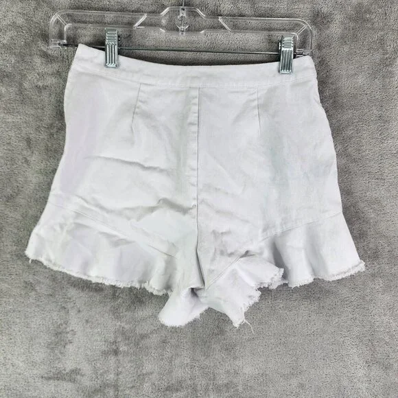 Womens White Sugar + Lips Denim Mini Skirt Ruffles Size XS - Picture 6 of 10